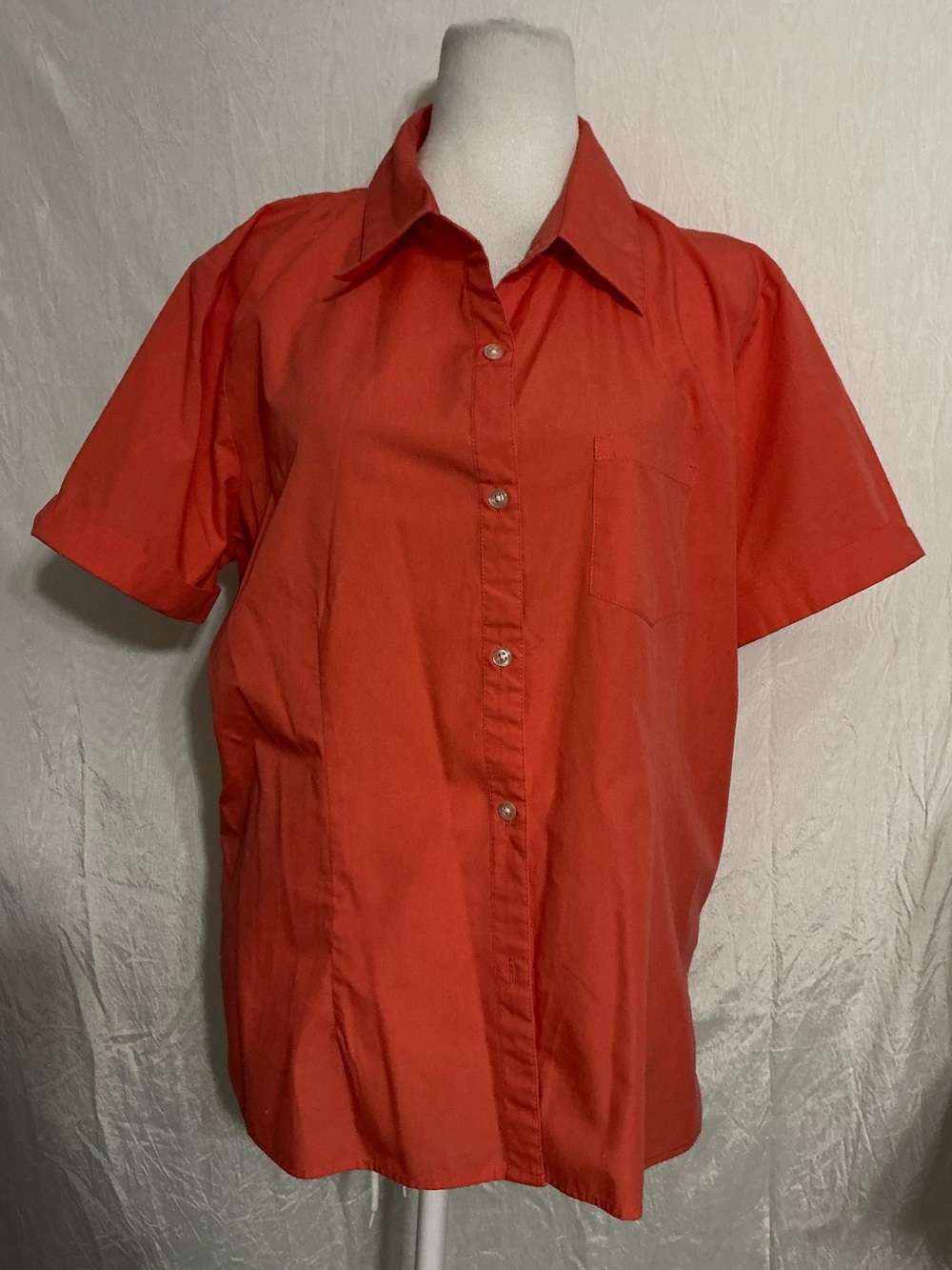 Basic Editions Women's Button-Down Shirt in Red-Orange